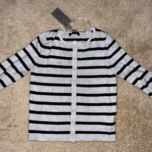 Long sleeve striped cardigan sweater